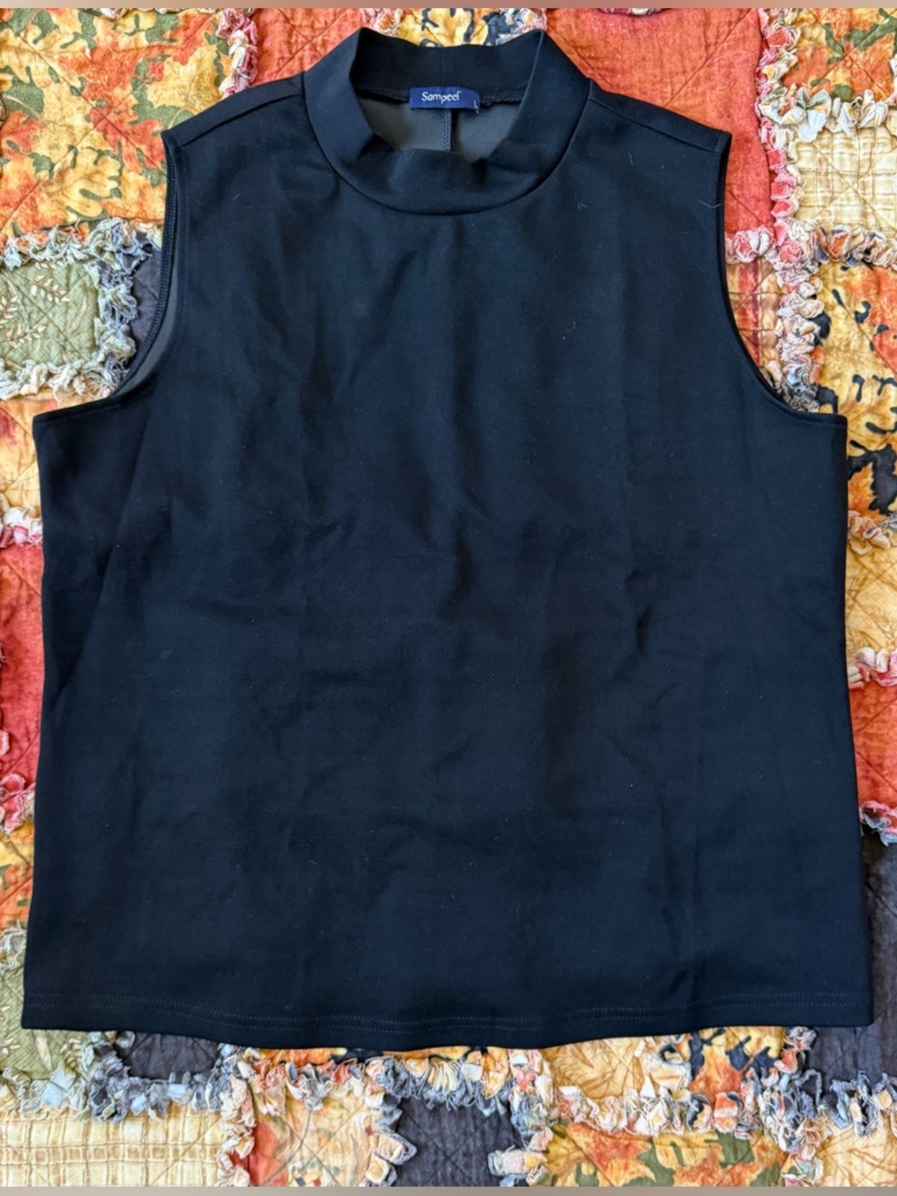 Black Sleeveless Mock Neck Top
